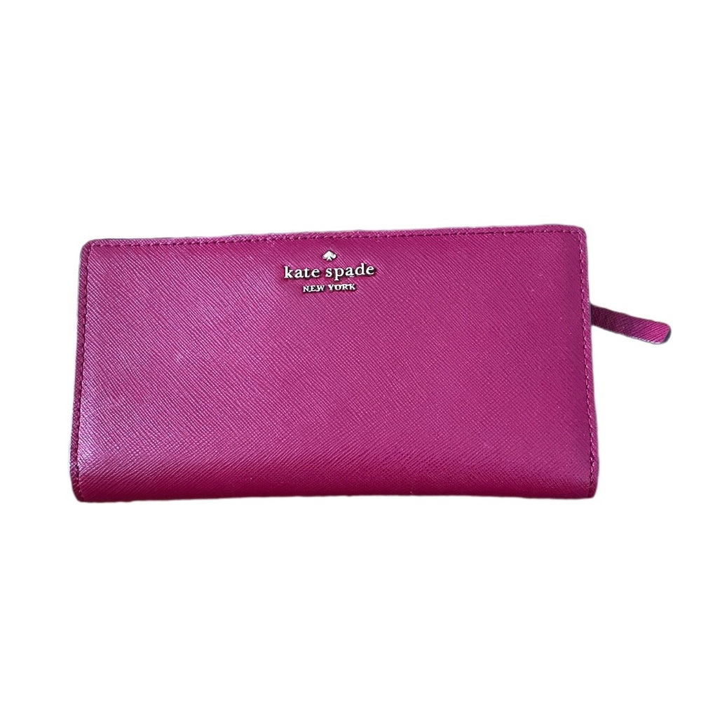 Kate Spade Leather Snap Closure Bi-Fold Wallet in Wine Color